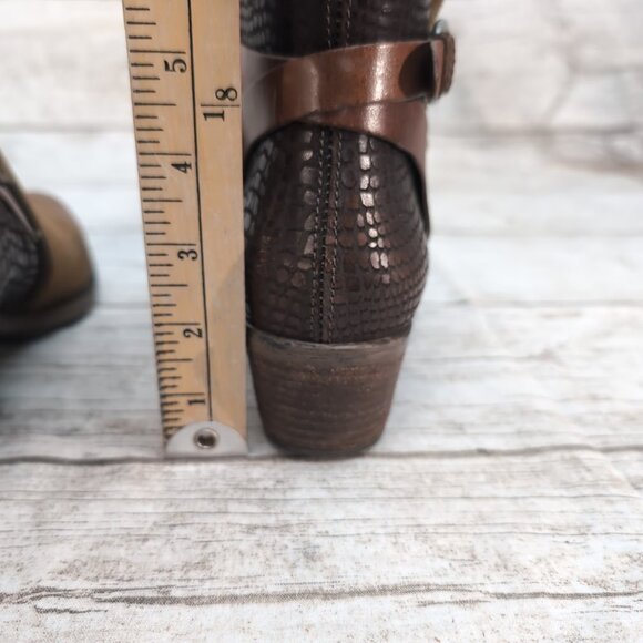 Arnold Churgin Brown Leather Buckle Ankle Booties Women Size 36 - Picture 6 of 8